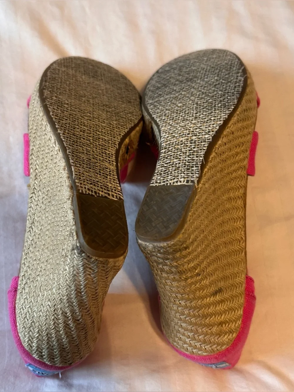 Toms Pink Strappy Wedge Espadrille Sandals